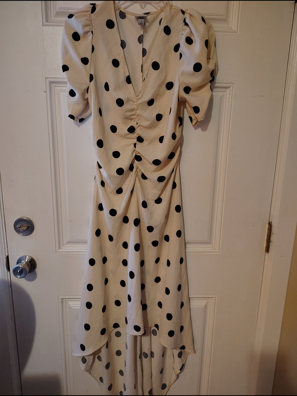 A New day Cream Dress with Black Polka Dots Size M.Flow Dress